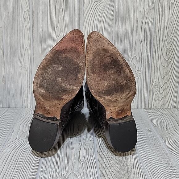 Justin Boots Style 8561 Brown Leather Pointed Toe Cowboy Western Boots - Picture 7 of 15